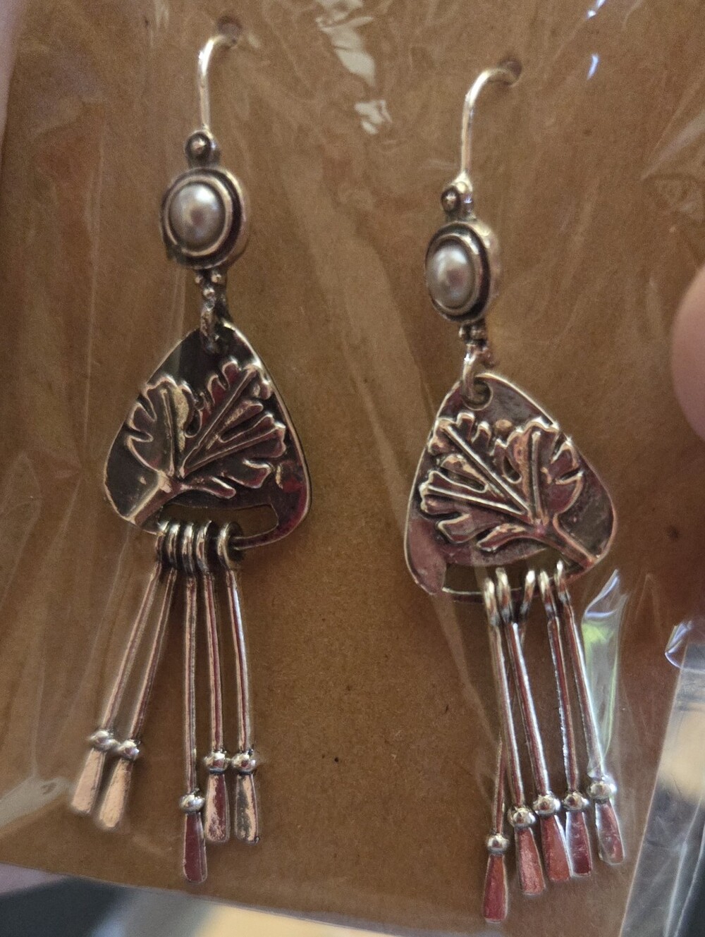 Silver Leaf Dangle Earrings